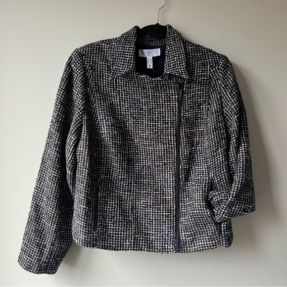 NWT Addition Elle Asymmetric Zip Up Jacket with Collar Size 18 tweed - Picture 2 of 12